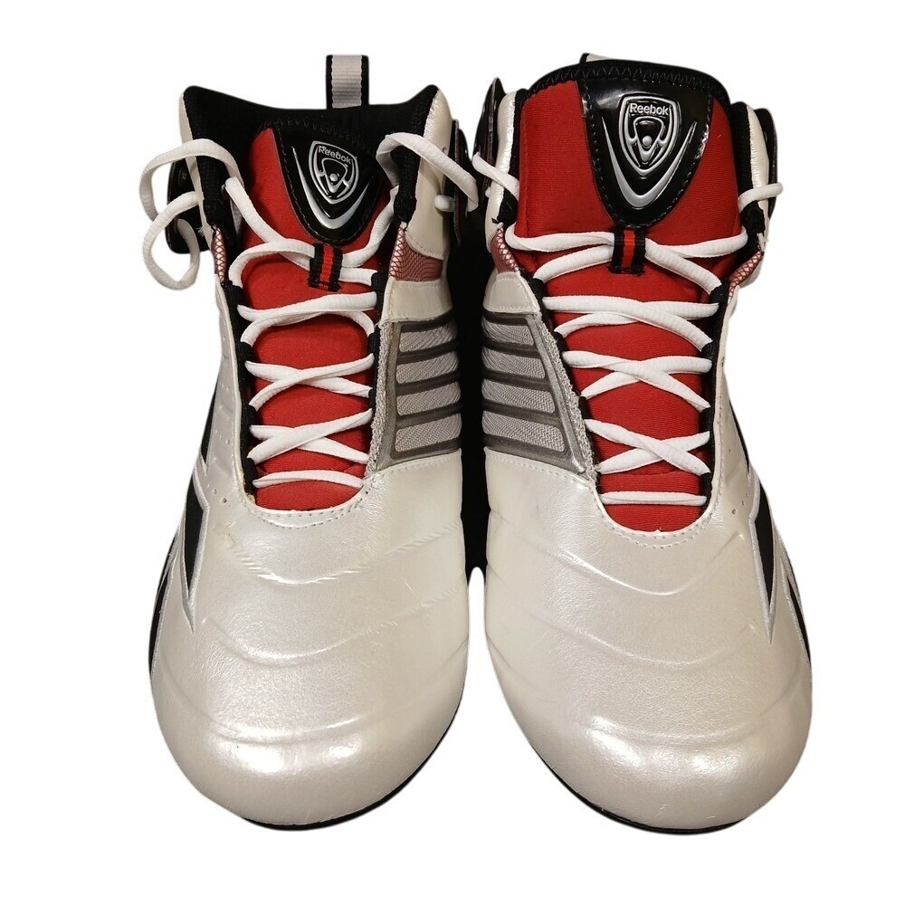 Reebok Football Cleats Mens Size 12 White Red Black High Top RB 811 KTS‎